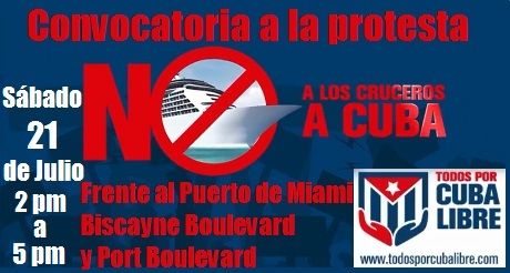 Convocatoria a la protesta en contra de los cruceros a Cuba