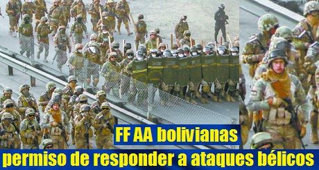 FF AA bolivianas permiso para responder ataques bélicos