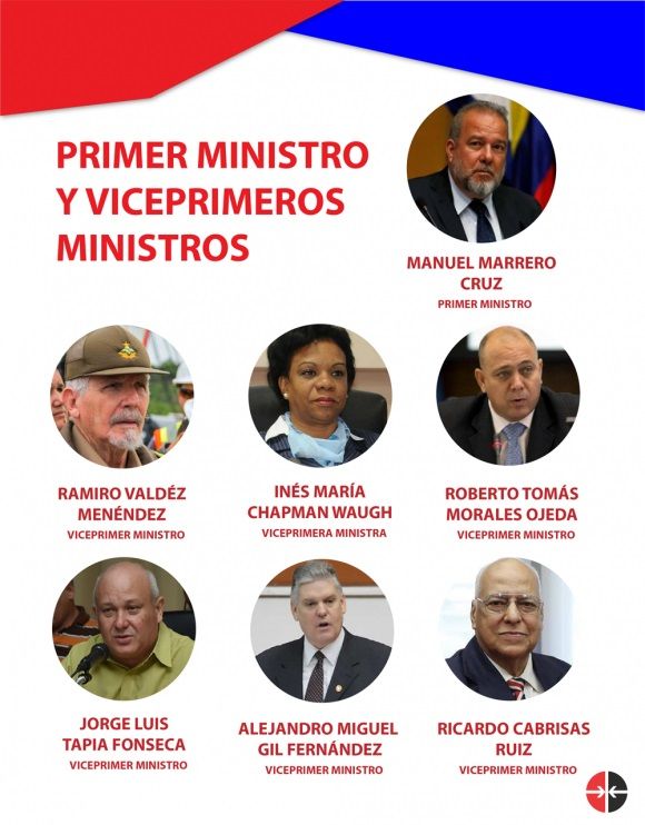 Primer ministro y vicepresidentes ministros Cuba