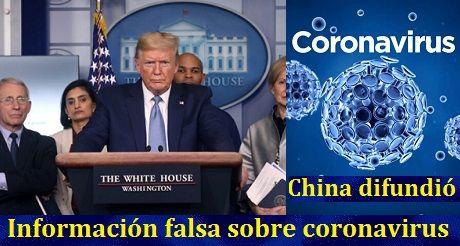 Trump: China difundió información falsa sobre coronavirus