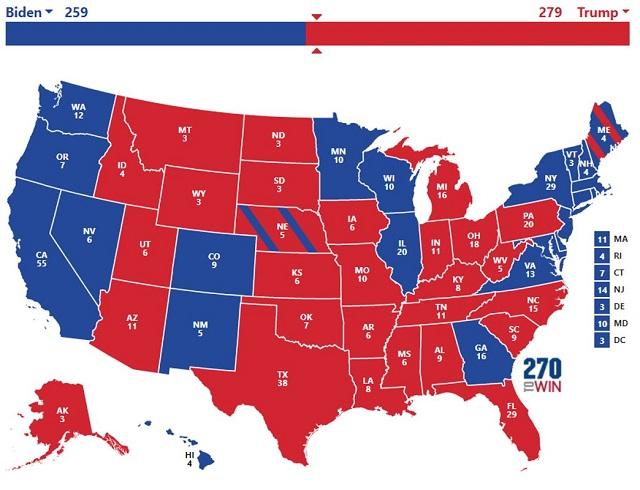mapa eleccion seria ganada por Trump