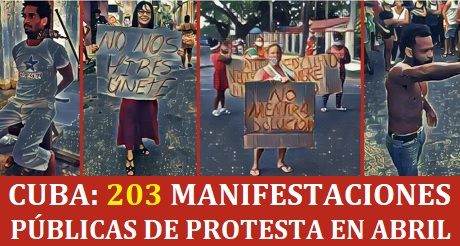 Mas de 6 protestas diarias en Cuba en abril