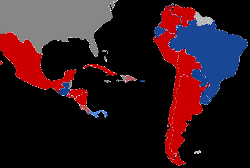 Mapa de paises socialistas en Las Américas