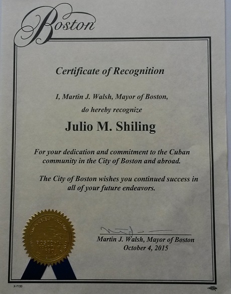 certificador de reconocimiento del alcalde Boston