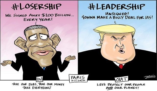 caricatura losership Paris Obama Trump