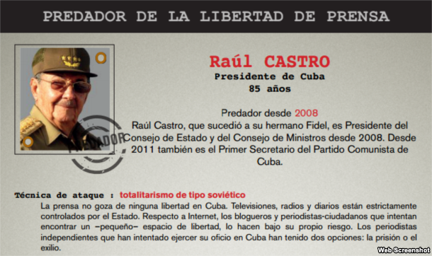 Raul Castro predador de Prensa