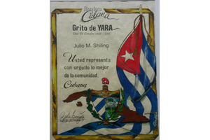 certificado Grito de Yara de Bandera Cubana