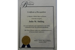 certificador de reconocimiento del alcalde Boston